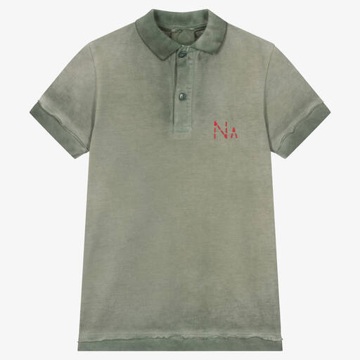Naturino-Boys Washed Green Cotton Polo Shirt | Childrensalon Outlet