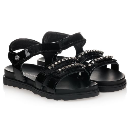 Naturino-Girls Black Leather Sandals | Childrensalon Outlet