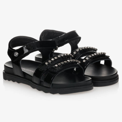Naturino-Girls Black Leather Sandals | Childrensalon Outlet