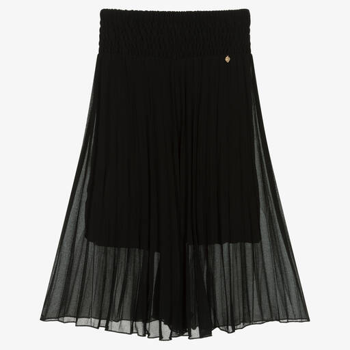 Naturino-Girls Black Pleated Chiffon Trousers | Childrensalon Outlet