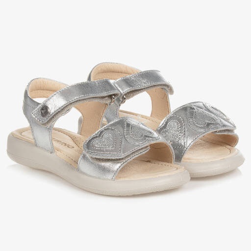 Naturino-Silberne Ledersandalen für Mädchen | Childrensalon Outlet