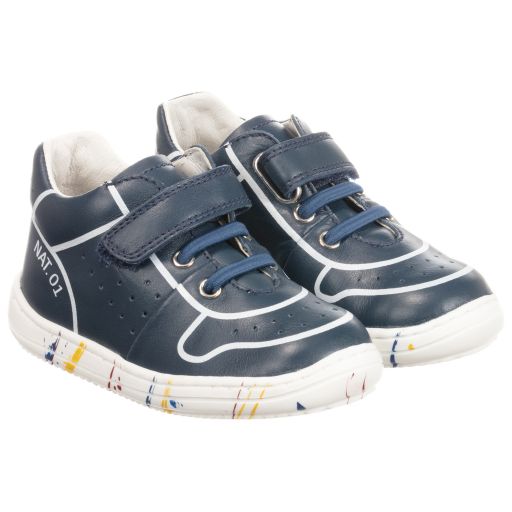Naturino-Navy Blue Leather Trainers | Childrensalon Outlet