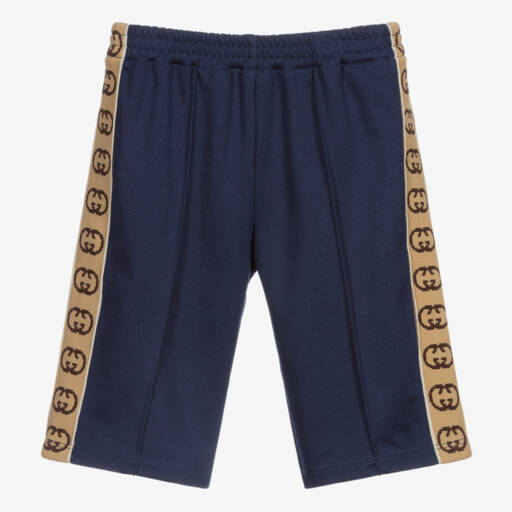 Gucci-Navy Blue Logo Shorts | Childrensalon Outlet