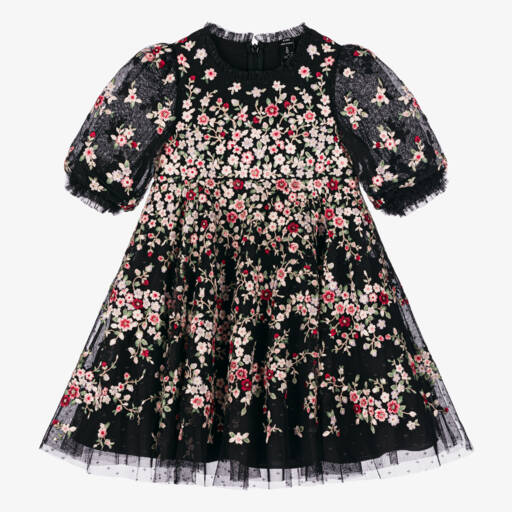 Needle & Thread-Girls Elegant Black Floral Dress | Childrensalon Outlet