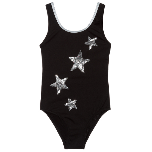 Nessi Byrd-Black & Silver Swimsuit (UV50) | Childrensalon Outlet