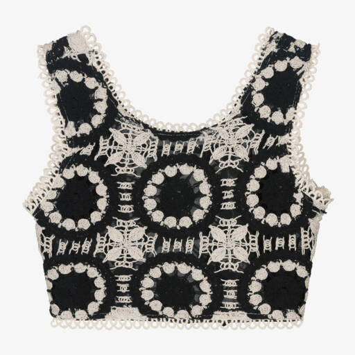 Nessi Byrd-Girls Black Crochet Crop Top | Childrensalon Outlet