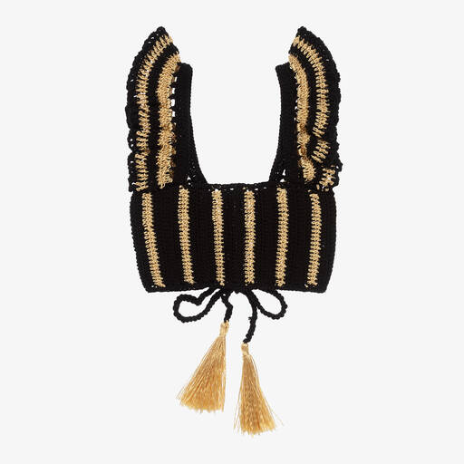 Nessi Byrd-Girls Black & Gold Crochet Beach Top | Childrensalon Outlet