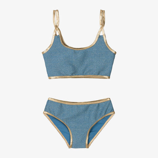 Nessi Byrd-Girls Blue Glitter Bikini (UV50) | Childrensalon Outlet