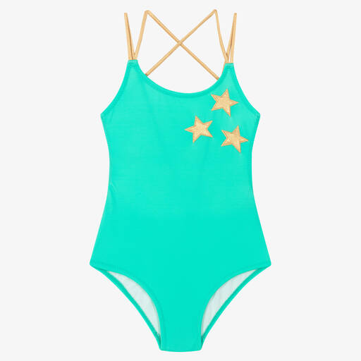 Nessi Byrd-Girls Blue Swimsuit (UV50) | Childrensalon Outlet