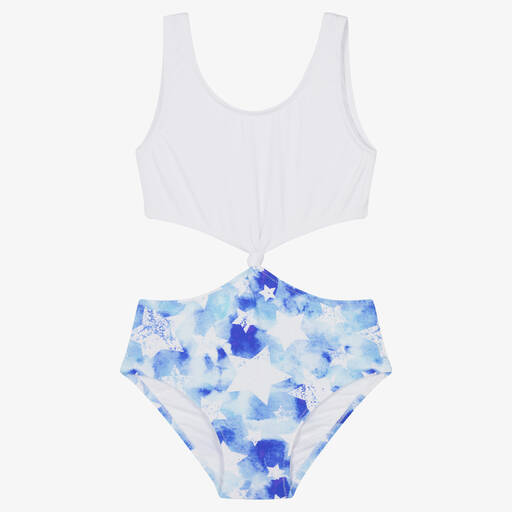 Nessi Byrd-Girls Blue Swimsuit (UV50) | Childrensalon Outlet