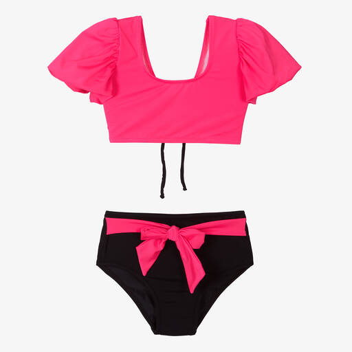 Nessi Byrd-Girls Pink & Black Bikini (UV50) | Childrensalon Outlet