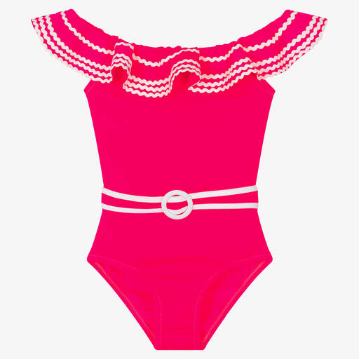 Nessi Byrd-Розовый купальник с открытыми плечами (UV50) | Childrensalon Outlet