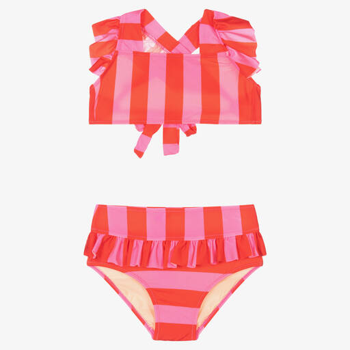 Nessi Byrd-Girls Red & Pink Ruffle Bikini (UV50) | Childrensalon Outlet