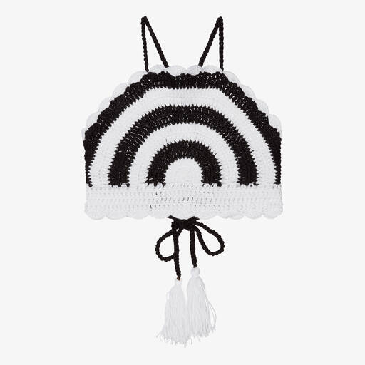 Nessi Byrd-Вязаный крючком топ в черно-белую полоску | Childrensalon Outlet