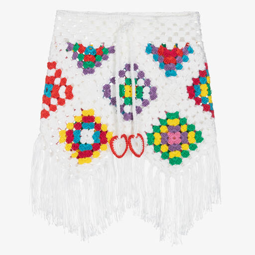 Nessi Byrd-Girls White Crochet Fringed Skirt | Childrensalon Outlet