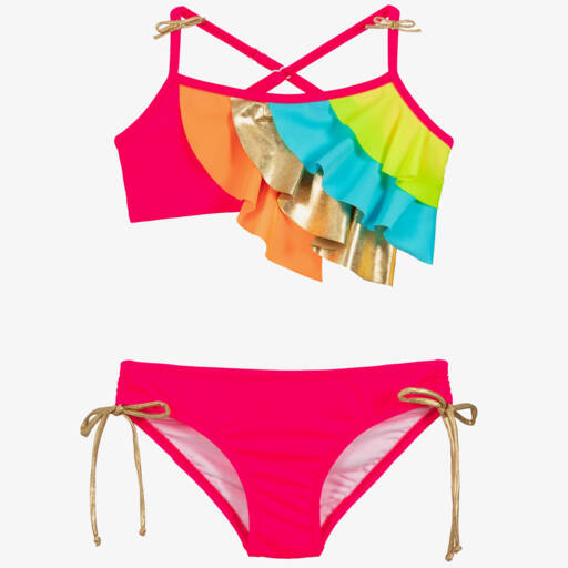 Nessi Byrd-Pink Ruffle Bikini (UPF50+) | Childrensalon Outlet