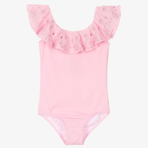Nessi Byrd-Pink Ruffle Swimsuit (UV50) | Childrensalon Outlet