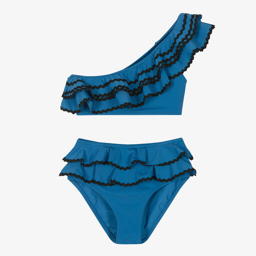 Nessi Byrd-Teen Girls Blue Ruffle Bikini (UV50) | Childrensalon Outlet