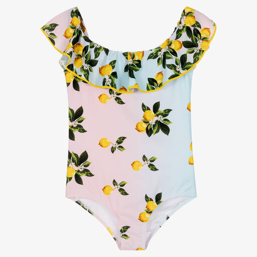 Nessi Byrd-Teen Girls Pink & Blue Lemon Swimsuit (UV50) | Childrensalon Outlet