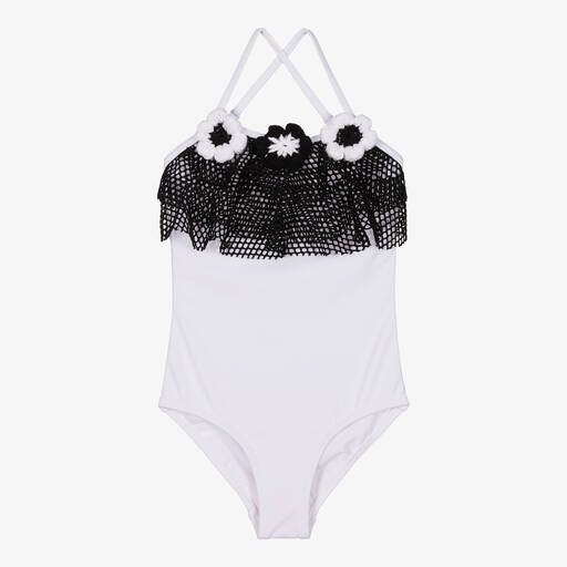 Nessi Byrd-Maillot de bain blanc noir (UV50) | Childrensalon Outlet