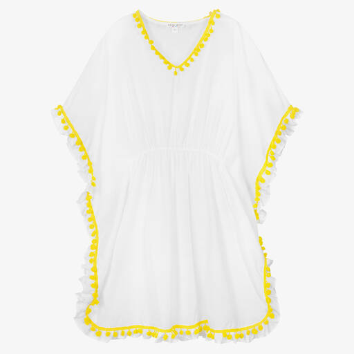 Nessi Byrd-Teen Girls White Cotton Kaftan | Childrensalon Outlet