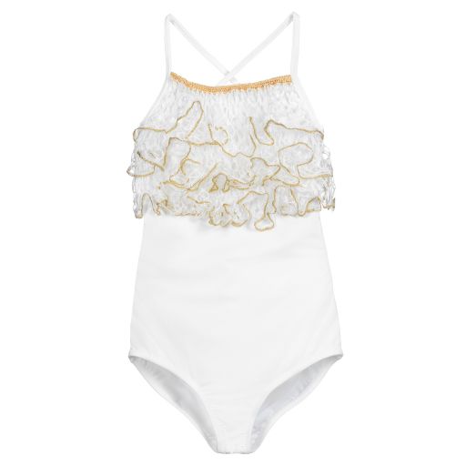 Nessi Byrd-Teen White Swimsuit (UV50) | Childrensalon Outlet