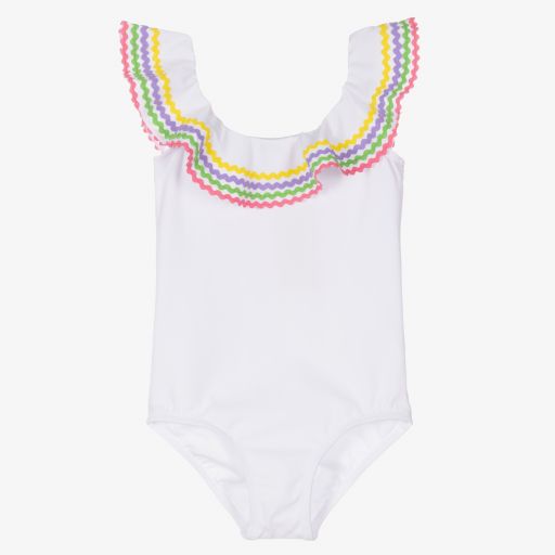Nessi Byrd-White Ruffle Swimsuit (UV50) | Childrensalon Outlet