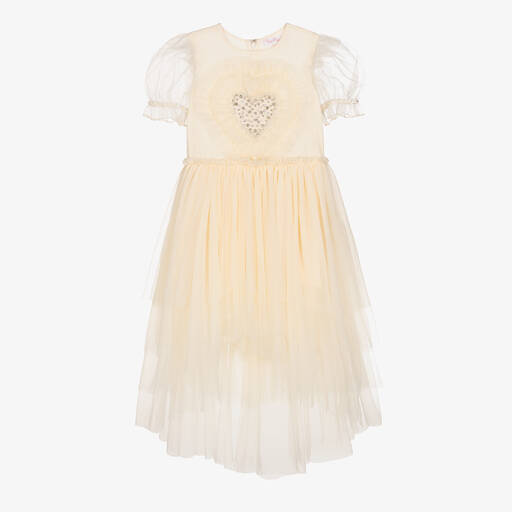 Nicki Macfarlane-Robe en tulle ivoire à cœur pour fille  | Childrensalon Outlet