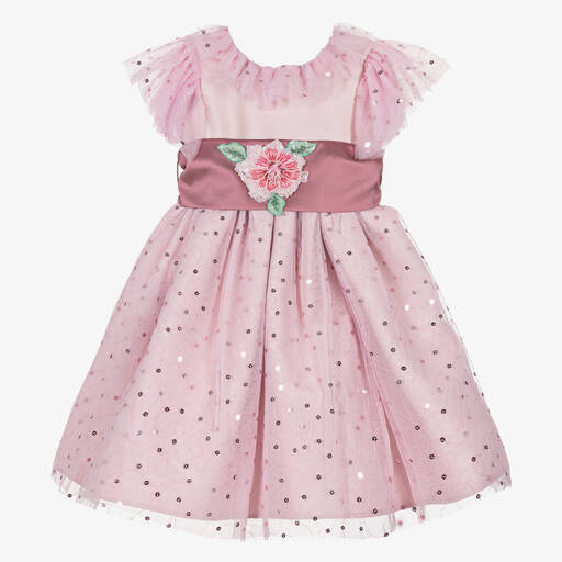 Nicki Macfarlane-Girls Pink Sequined Tulle Dress  | Childrensalon Outlet