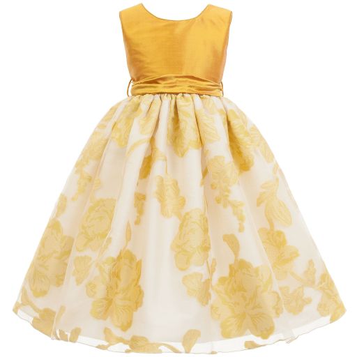 Nicki Macfarlane-Gold & Ivory Silk Dress & Sash | Childrensalon Outlet