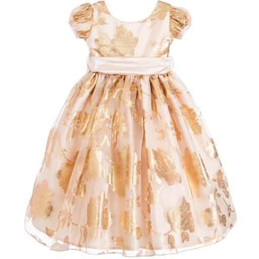 Nicki Macfarlane-Rose Gold Silk Sash Dress  | Childrensalon Outlet