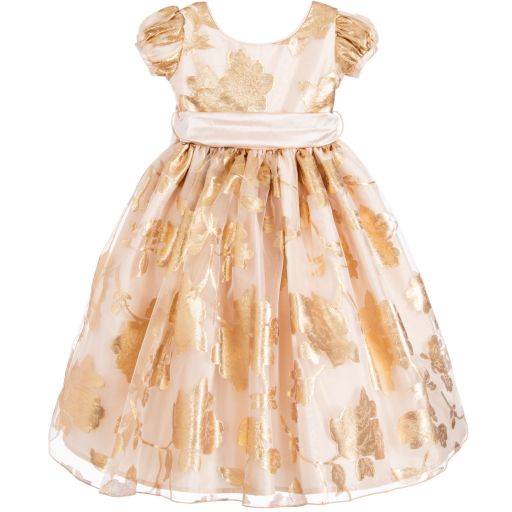 Nicki Macfarlane-Rose Gold Silk Sash Dress  | Childrensalon Outlet