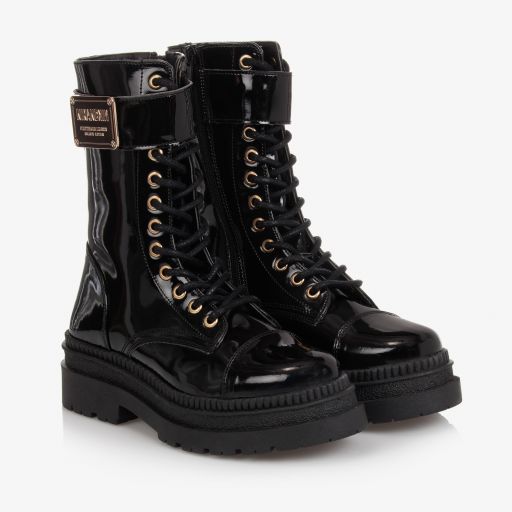 NIK&NIK-Black Patent Biker Boots | Childrensalon Outlet