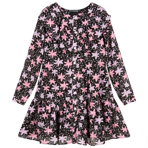 NIK&NIK-Black & Pink Floral Dress | Childrensalon Outlet