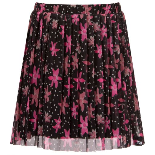 NIK&NIK-Black & Pink Floral Mesh Skirt | Childrensalon Outlet