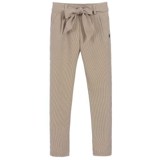 NIK&NIK-Girls Beige Check Trousers | Childrensalon Outlet