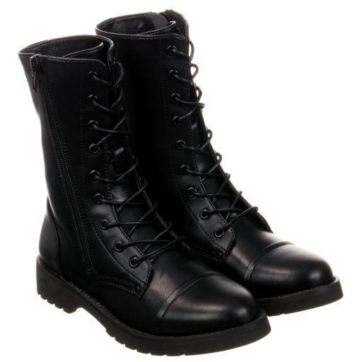 NIK&NIK-Girls Black Lace-Up Boots | Childrensalon Outlet