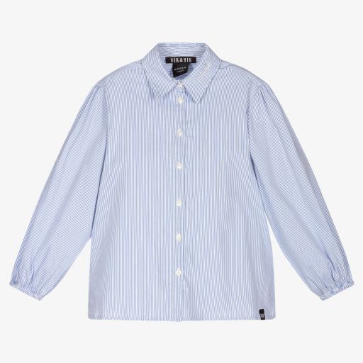 NIK&NIK-Girls Blue Striped Blouse | Childrensalon Outlet