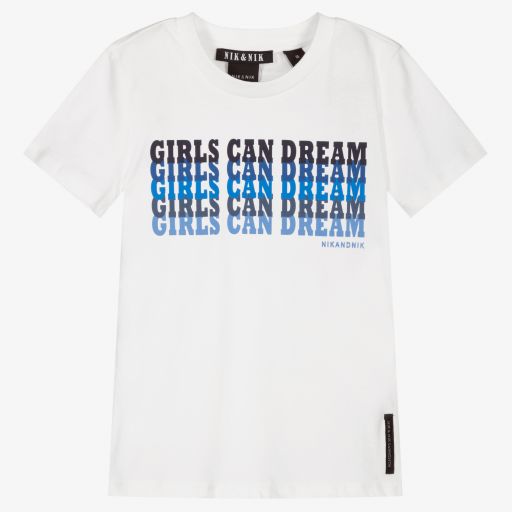 NIK&NIK-Girls White Cotton T-Shirt | Childrensalon Outlet