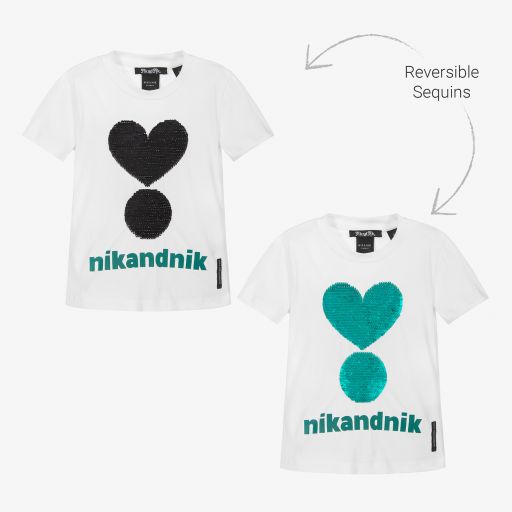 NIK&NIK-Girls White Heart T-Shirt | Childrensalon Outlet