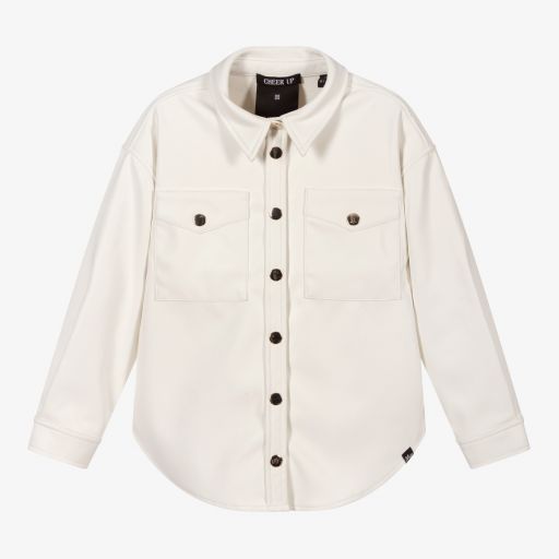 NIK&NIK-Ivory Faux Leather Shirt | Childrensalon Outlet