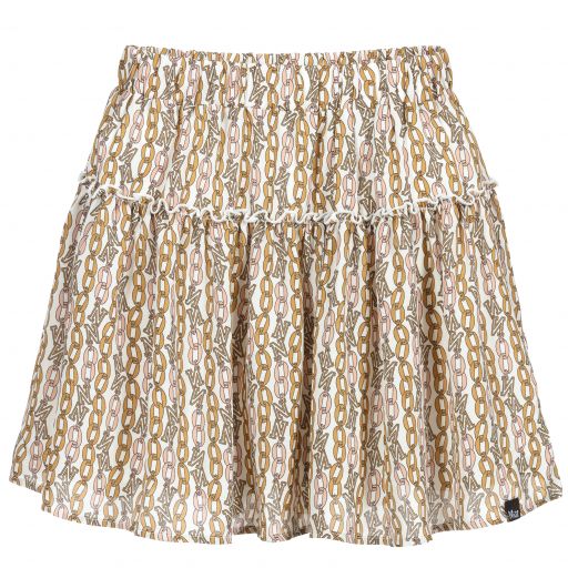 NIK&NIK-Teen Beige Chain Logo Skirt | Childrensalon Outlet