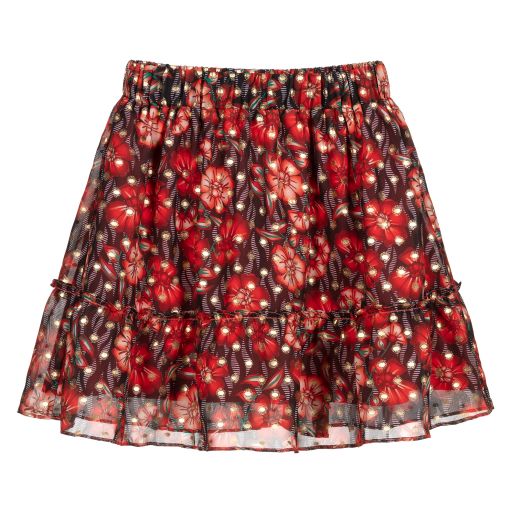 NIK&NIK-Teen Red Floral Chiffon Skirt | Childrensalon Outlet