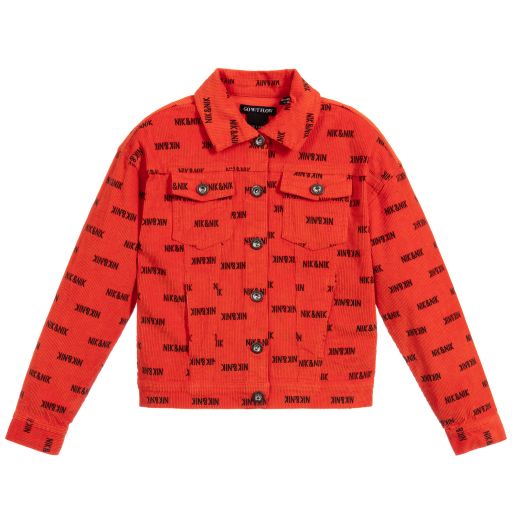 NIK&NIK-Teen Red Logo Corduroy Jacket | Childrensalon Outlet