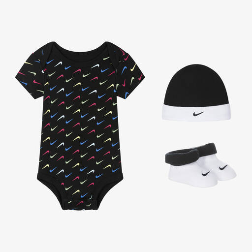Nike-طقم بِدلة أوفرول قطن جيرسي لون أسود للمواليد | Childrensalon Outlet