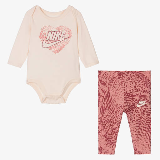 Nike-Baby Girls Pink Cotton Leggings Set | Childrensalon Outlet