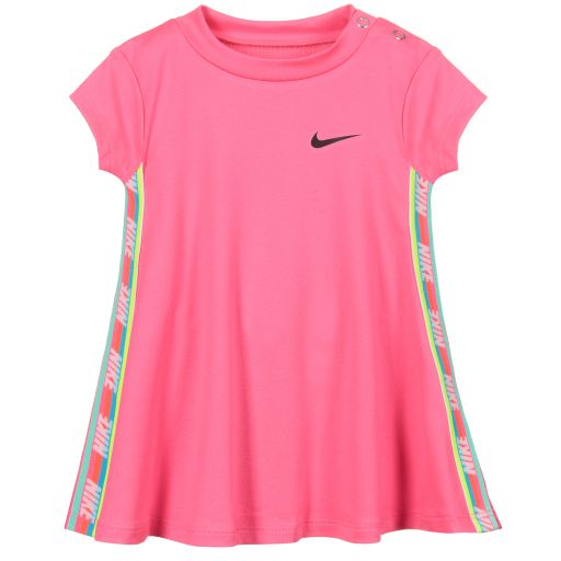 Nike-طقم فستان وسروال جيرسي لون زهري وأسود للمولودات  | Childrensalon Outlet