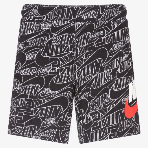 Nike-Boys Black & White Logo Shorts | Childrensalon Outlet