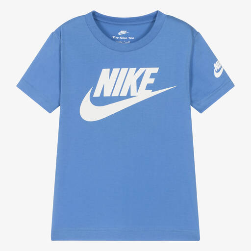 Nike-Boys Blue Cotton T-Shirt | Childrensalon Outlet