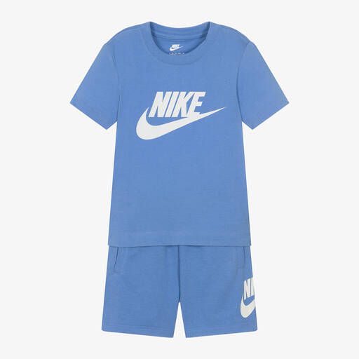 Nike-Boys Blue Swoosh Shorts Set | Childrensalon Outlet